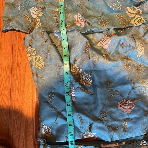 Sheme Bloom Peter Noviello Chetta B Silk Embroidered corset skirt blouse Sz 10 - Picture 8 of 13